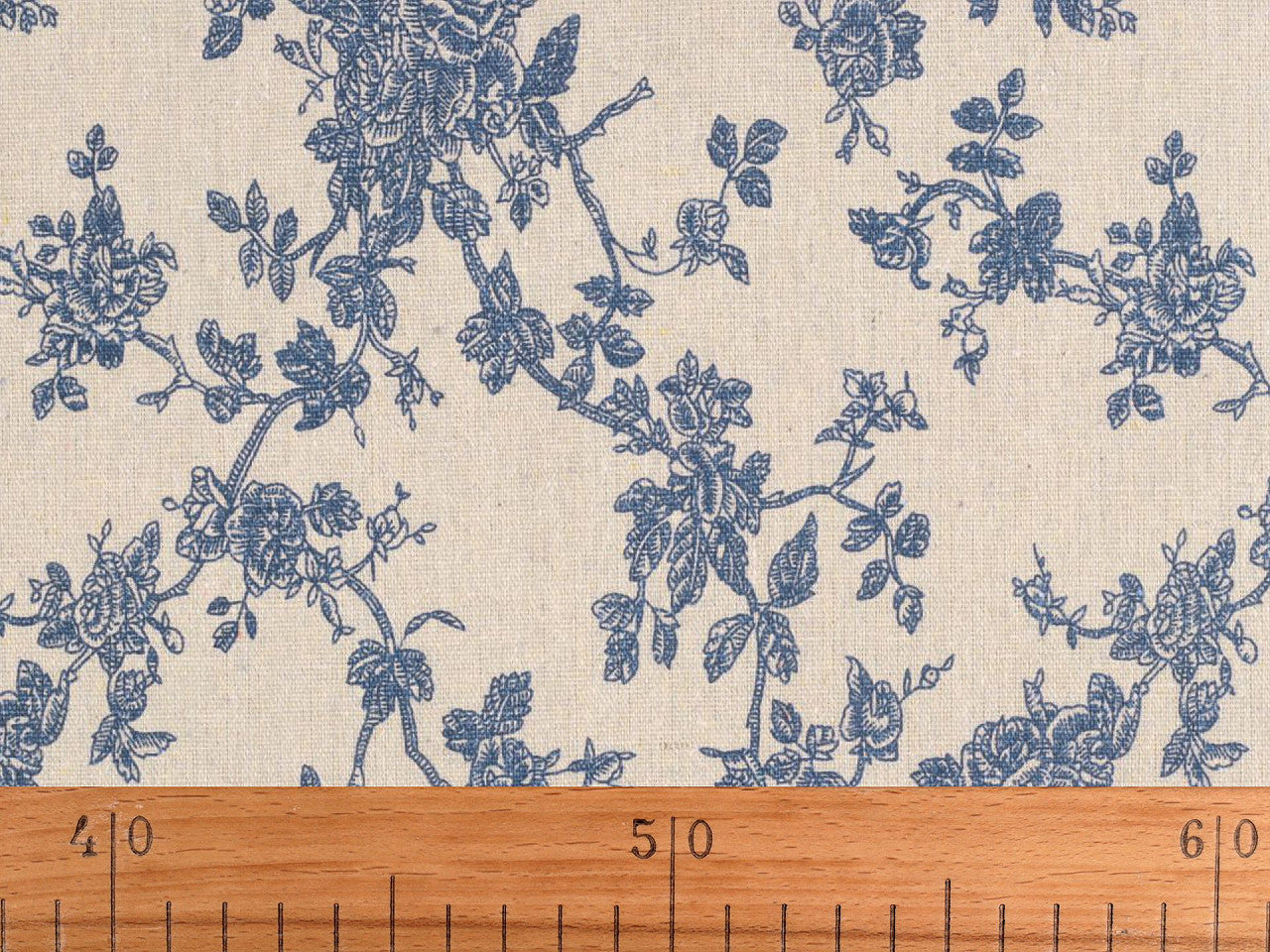 Toile en coton Fleurs imitation lin, épaisse