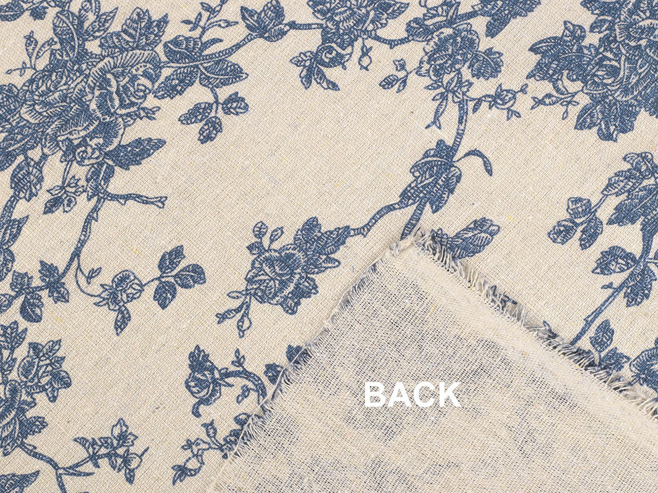 Toile en coton Fleurs imitation lin, épaisse