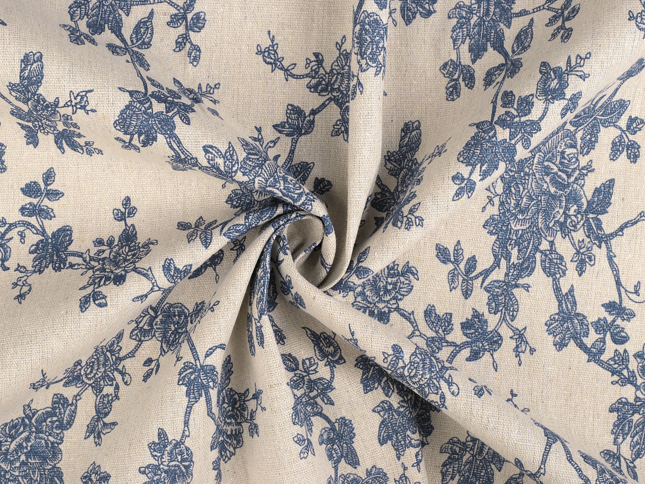 Toile en coton Fleurs imitation lin, épaisse