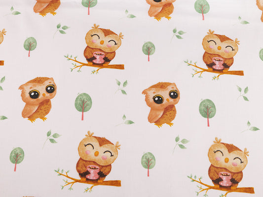 Cretonne coton oekotex Chouettes