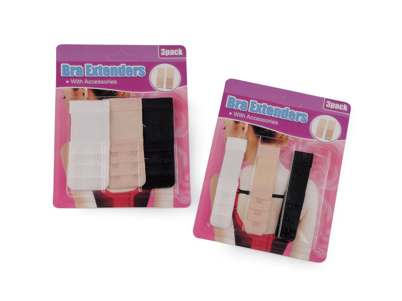 Rallonge de soutien-gorge - rangée simple, double rangée, lot de 3 pièces