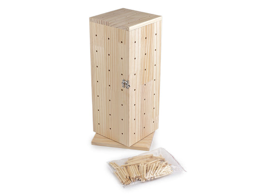Présentoir en bois pour fils, rotatif, avec espace de rangement, hauteur 44 cm