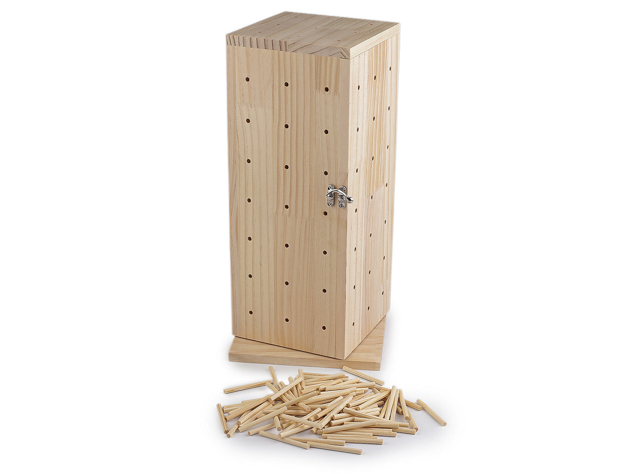 Présentoir en bois pour fils, rotatif, avec espace de rangement, hauteur 44 cm