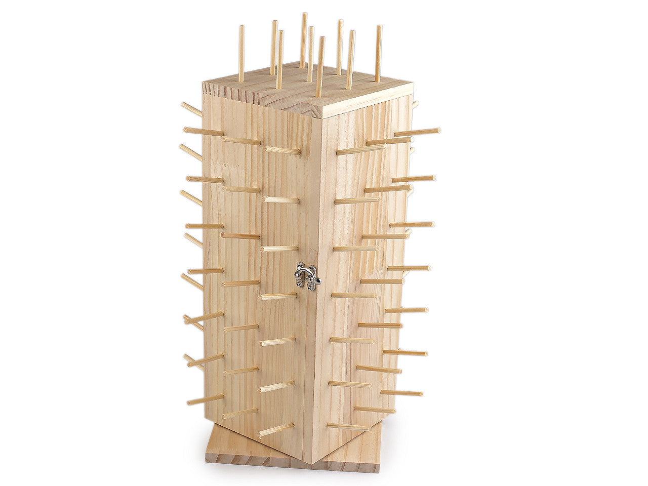 Présentoir en bois pour fils, rotatif, avec espace de rangement, hauteur 44 cm