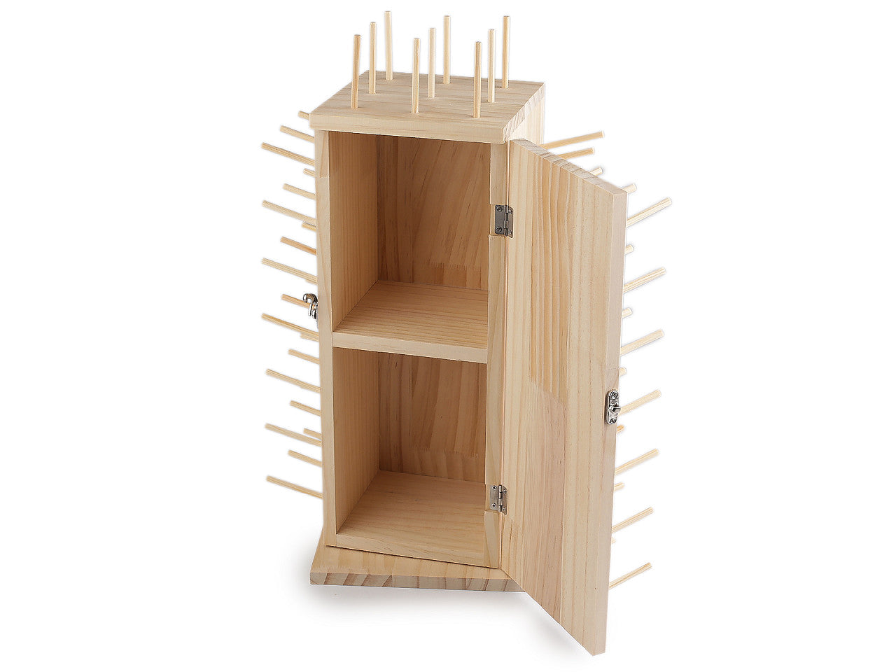 Présentoir en bois pour fils, rotatif, avec espace de rangement, hauteur 44 cm