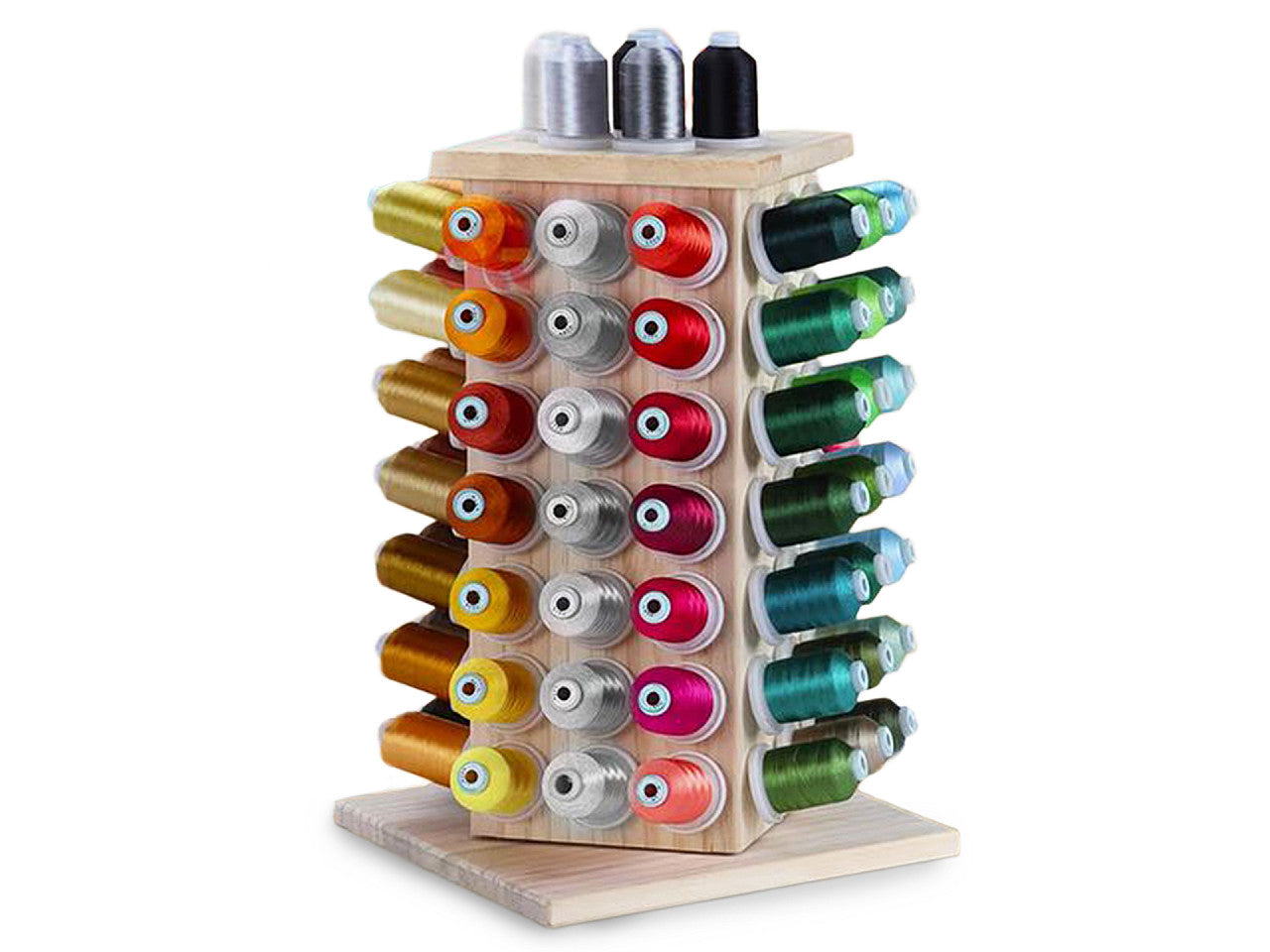 Présentoir en bois pour fils, rotatif, avec espace de rangement, hauteur 44 cm