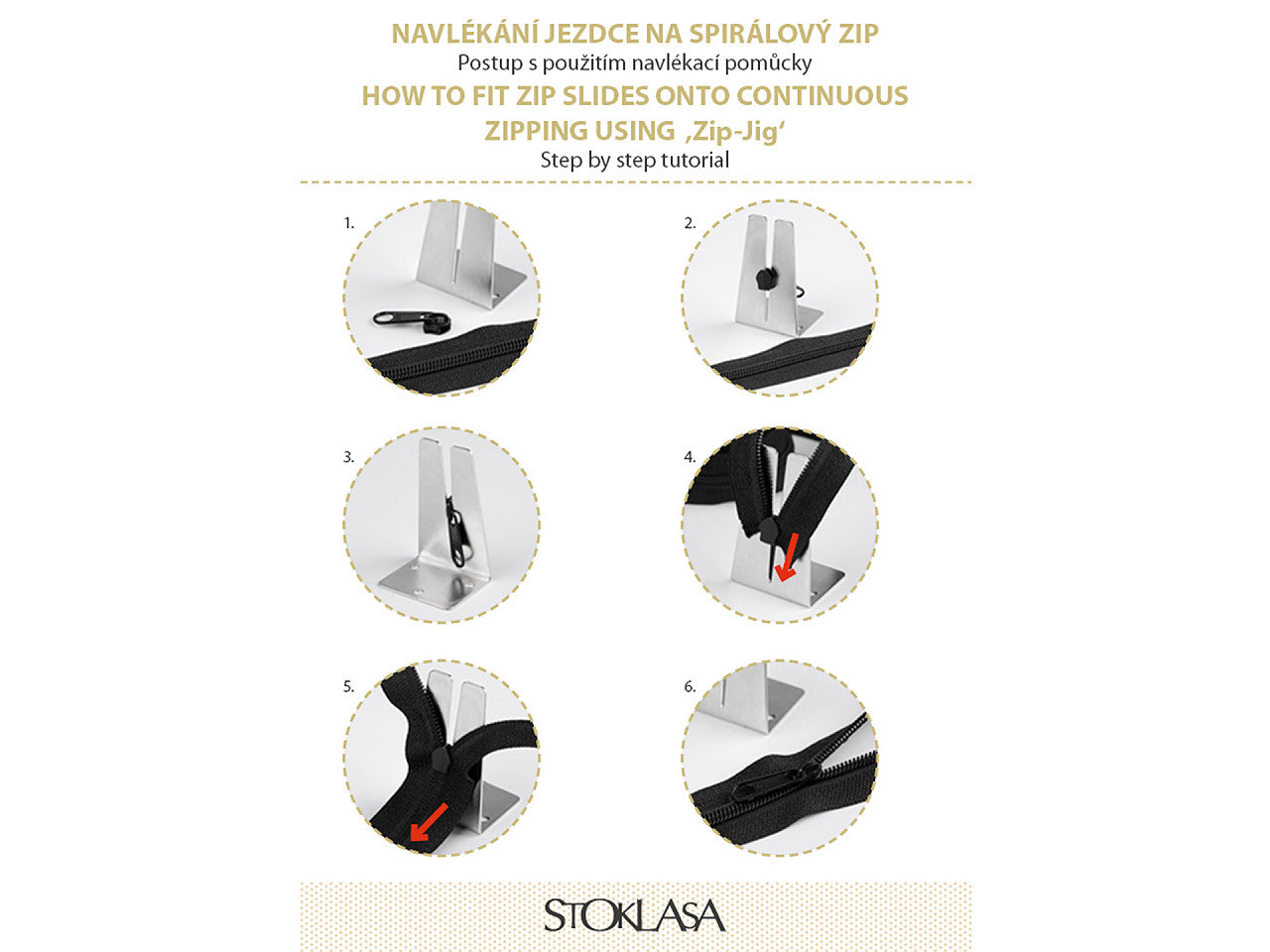 Outil pour enfiler les curseurs des fermetures Éclair en nylon No3, 4, 5, 8, 10