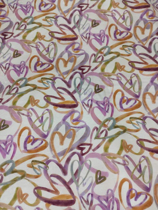 Velours milleraies Digital hearts POPPY (oekotex)