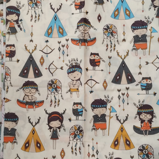 Coupon 100% coton oekotex env. 100x150cm indiens/tipis