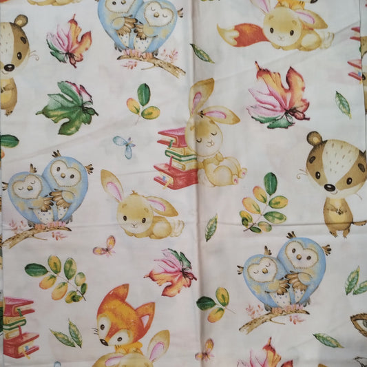 Coupon 100% coton oekotex env. 100x150cm animaux des bois
