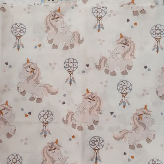 Coupon 100% coton oekotex env. 100x150cm licornes/attrappe-rêves