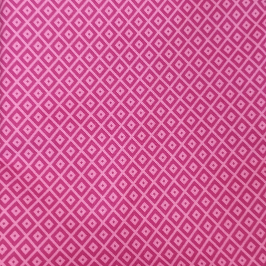 Coupon 100% coton oekotex env. 100x150cm motifs losanges rose