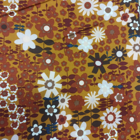 Coupon 100% coton oekotex env. 100x150cm fleurs tons automne