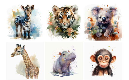 Panneau 6 motifs 37x37cm ANIMAUX 62013