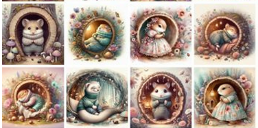 Panneau 8 motifs 13x13 cm Souris