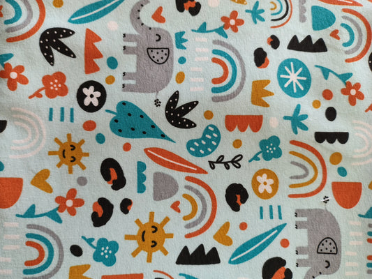 Coupon jersey Coton 95%  motifs enfants naifs 200x150cm