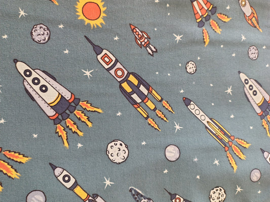 Coupon jersey Coton 95%  fusées 200x150cm