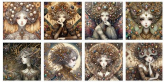 Panneau 8 motifs 13x13 cm Fées