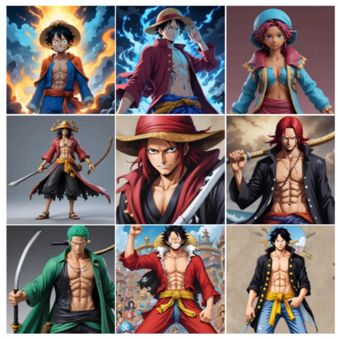 Panneau 9 motifs 37x37cm MANGAS 61649