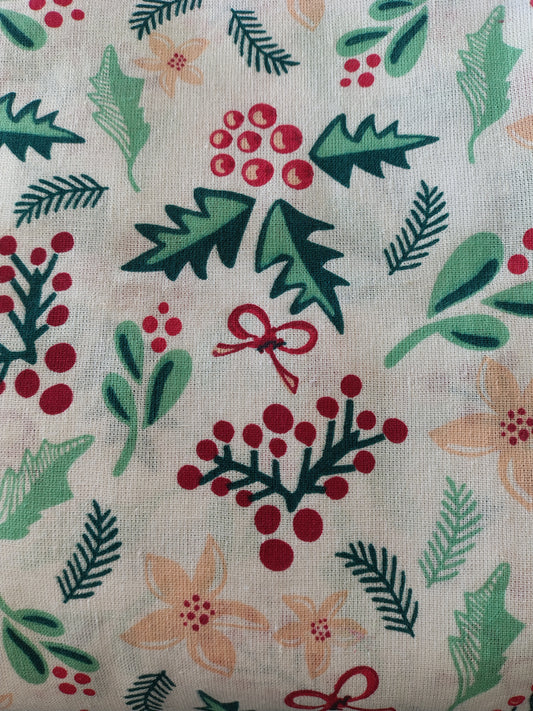 Coupon toile coton Noel/Houx 400x150cm